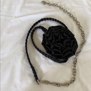 Black chain belt with flower